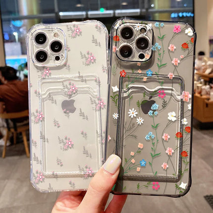 OKEYWOW iPhone flower wallet case with card holder for iPhone 16/15/14/13/12/11 Pro Max XR XS SE, soft cover with floral design