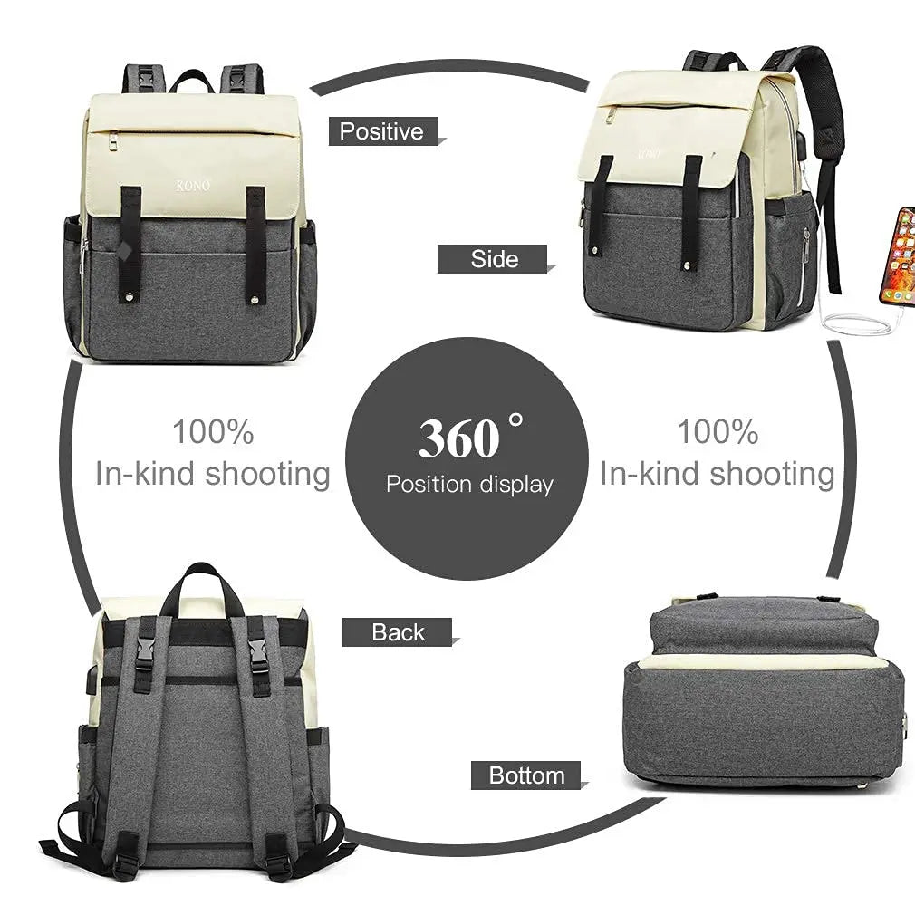 Nappy Changing Backpack Waterproof Multi Compartment Large Capacity Mummy Diaper Backpack with USB Charging Port