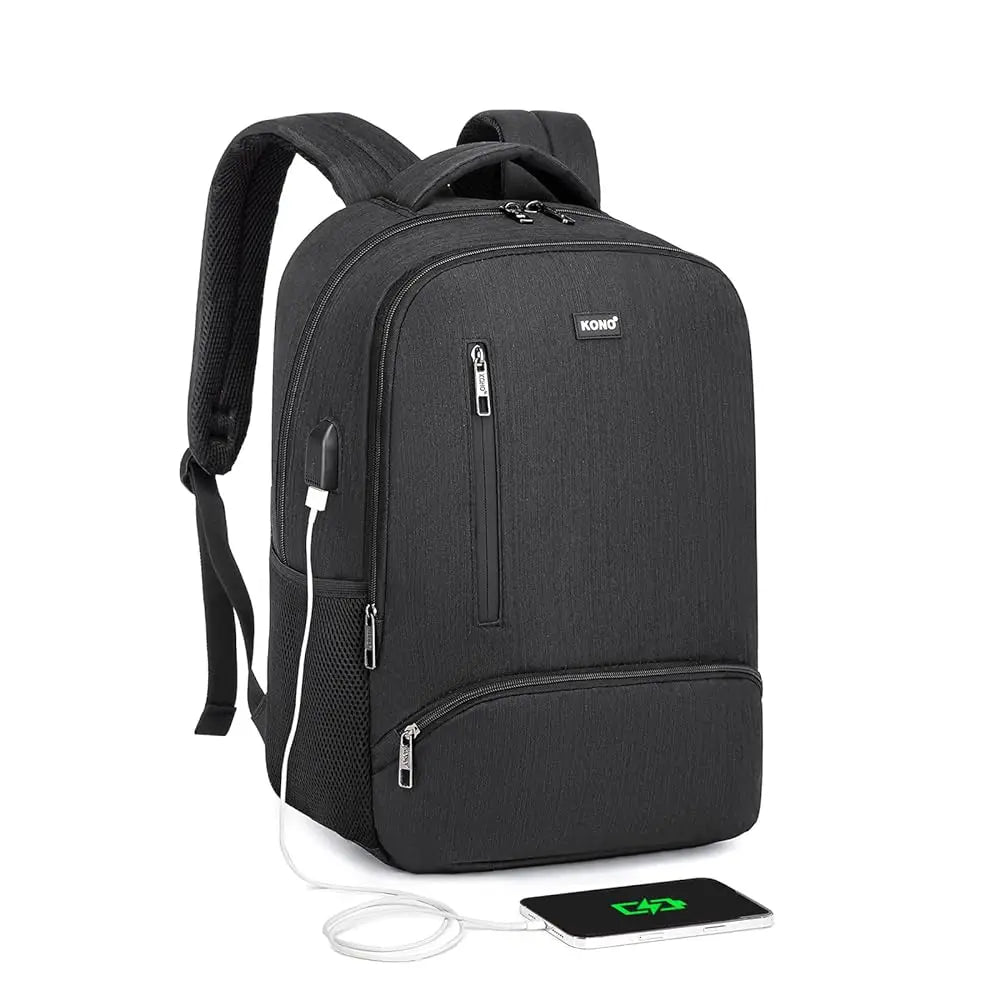 Travel Laptop Backpack with USB Port - Water Resistant 15.6 Inch Computer Bag for Work, School & Casual Use (Men/Women)