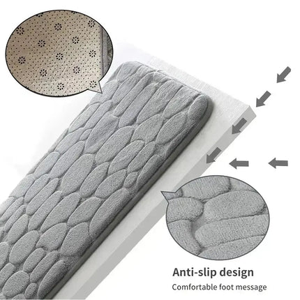 StoneWeave Embossed Fiber Anti Slip Mat Pebble Style Carpet Bathroom Living Room Floor Rug