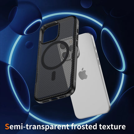Carbon Fiber Frosted MagSafe Case for iPhone 17/16/15/14/13/12 Pro Max Clear Shockproof Cover