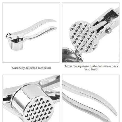 SteelGrip Garlic Press Zinc Alloy Stainless Steel Manual Anti Skid Multifunction Kitchen Crusher Tool