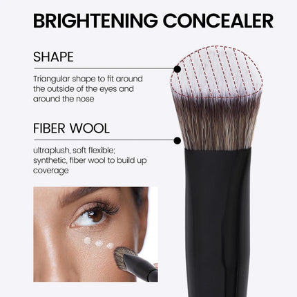 Velora Beauty 4pcs Makeup Brush Set Flat Top Foundation Angled Contour Dense Bristles