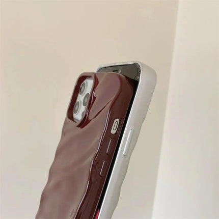 Glossy soft shockproof iPhone case with 3D wave plating design for models 16/15/14/13/12/11 Pro Max XR XS SE 8/7 Plus by OKEYWOW