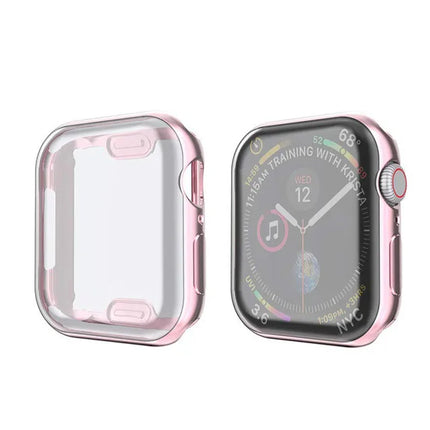 OKEYWOW Apple Watch silicone bumper case and screen protector for Series 9, 8, 7, SE, 44mm, 40mm, 38mm, 41mm, 45mm, 49mm, in black