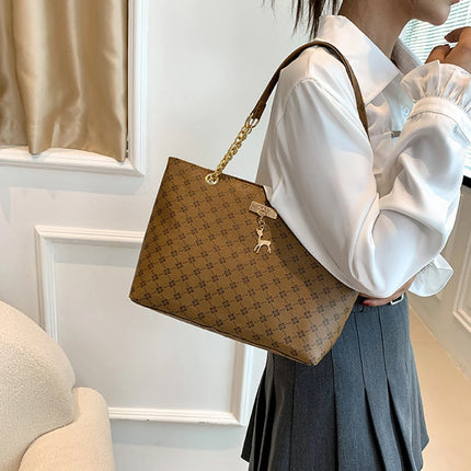 Women Soft Leather Tote Bag Large Capacity Shoulder Handbag Presbyopia Style