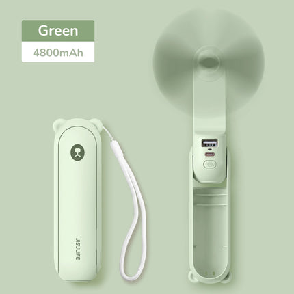 JISULIFE Portable Fan Mini Handheld Fan USB 4500mAh Recharge Hand Held Small Pocket Fan with Power Bank Flashlight Feature