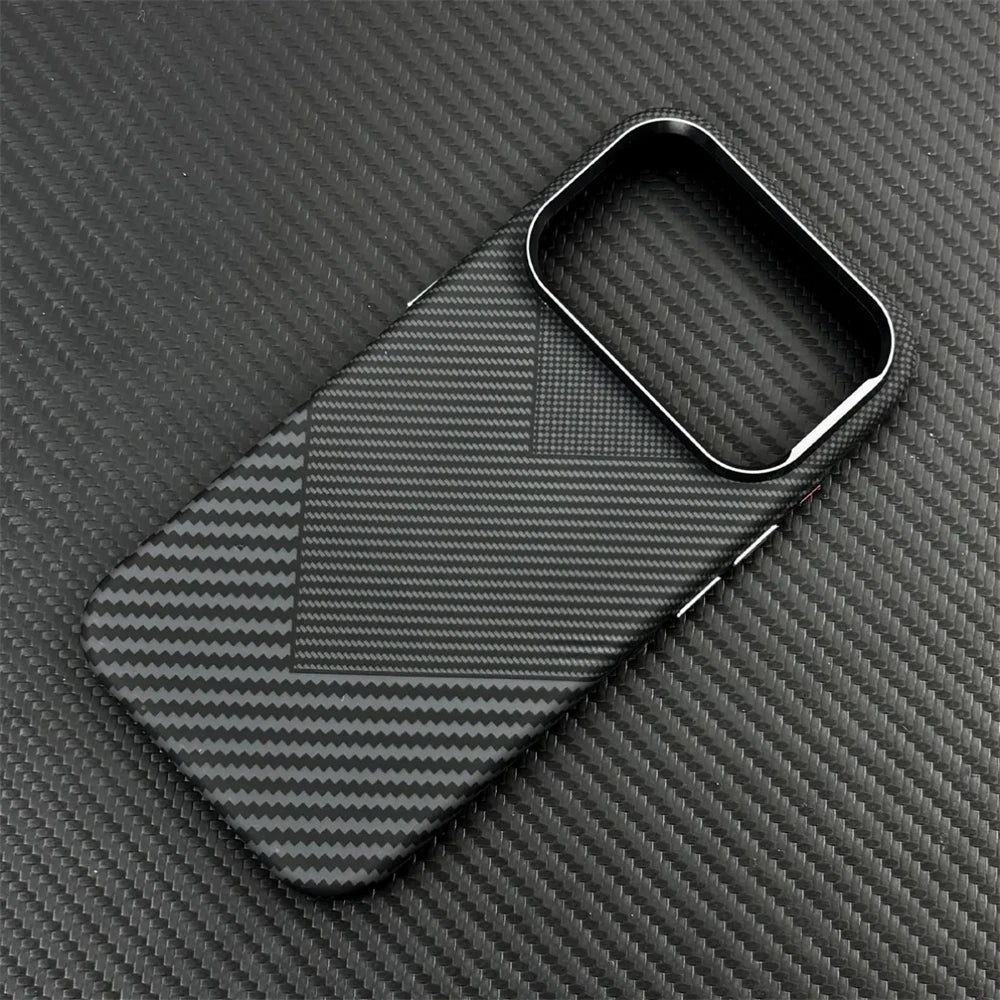 Fashion Carbon Color Magnetic Phone Case for iPhone 17 16 15 Pro Max For Magsafe Back Cover Camera Lens Protection PC Hard Shell