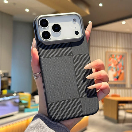 OKEYWOW iPhone carbon fiber matte case, ultra-thin shockproof cover for iPhone 17 Air, 16, 15, 14, 13, 12 Pro Max, showcasing textured black finish.