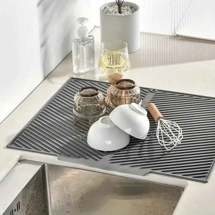Silicone Dish Drying Mat for Kitchen Sink & Tableware Drain Pad