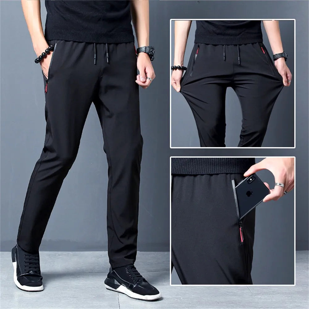 Men's Casual Pants Business Stretch Slim Fit Elastic Waist Jogger Korean Classic Blue Black Gray Male Brand Trousers