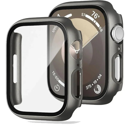 OKEYWOW Apple Watch tempered glass screen protector for Series 10-3 SE, fits 38mm to 46mm models, showing the clear protective layer.