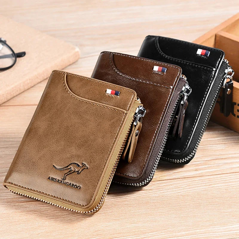 ANTI RFID Blocking Protection for Men High Quality Wallet Zipper Business Card Holder Purse Luxury Wallets Carteira Masculina