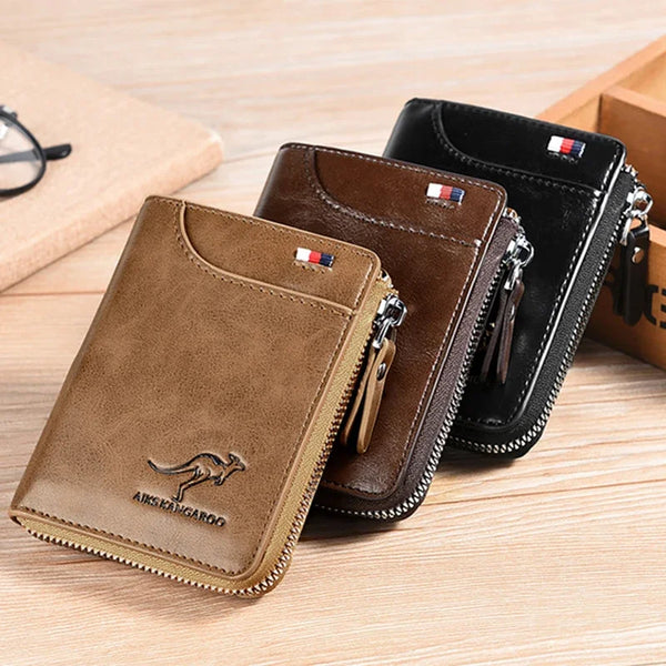 ANTI RFID Blocking Protection for Men High Quality Wallet Zipper Business Card Holder Purse Luxury Wallets Carteira Masculina