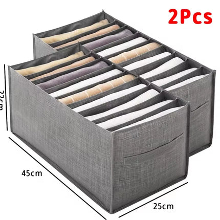 OKEYWOW clothes organizer storage box for jeans, underwear, bras, and socks, with wardrobe divider for neat clothing storage.