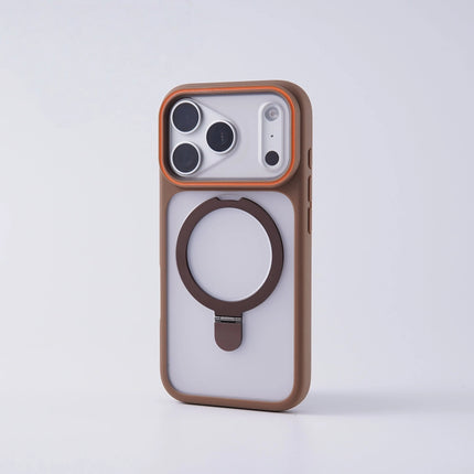 Matte Translucent MagSafe Case for iPhone 17/16/15/14/13/12 Pro Max Ring Stand Shockproof Cover