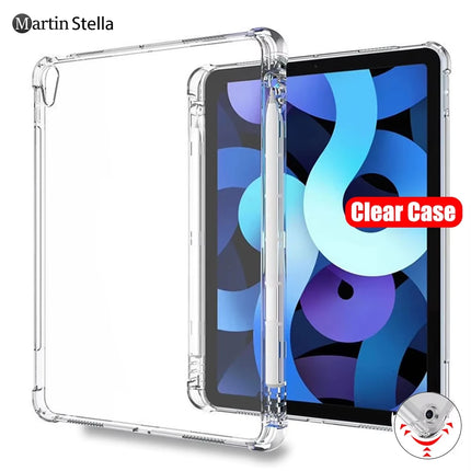 Clear iPad Case with Pencil Holder Pro 11 12.9 10.5 9.7 Mini 6 Air 5 4 TPU Cover
