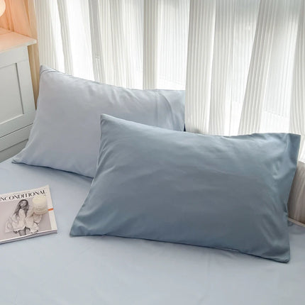 Okeywow solid color brushed fabric bedding set with duvet cover, pillowcases, bed sheet, suitable for single, queen, and king beds