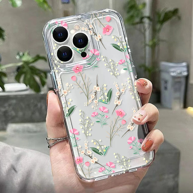 OKEYWOW flower soft clear shockproof iPhone case for iPhone 11, 12, 13, 14, 15, 16, 17 Pro Max with floral design