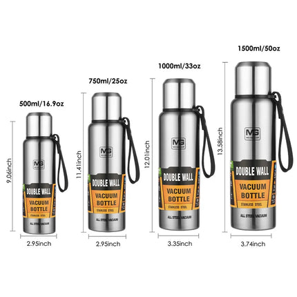 OkeyWOW UPORS stainless steel thermos flask with large capacity, vacuum insulated tumbler in 500ml to 1500ml sizes, portable and durable.