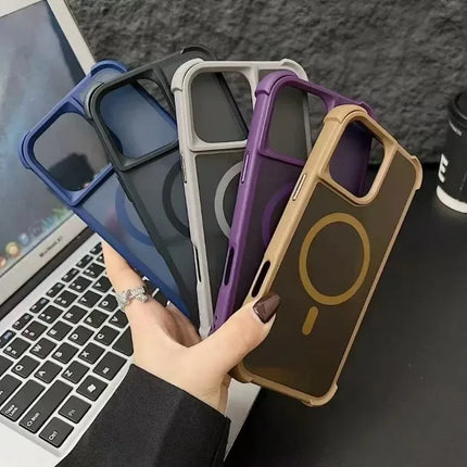 Matte Armor MagSafe Case for iPhone 17/16/15/14/13/12/11 Pro Max Shockproof Cover