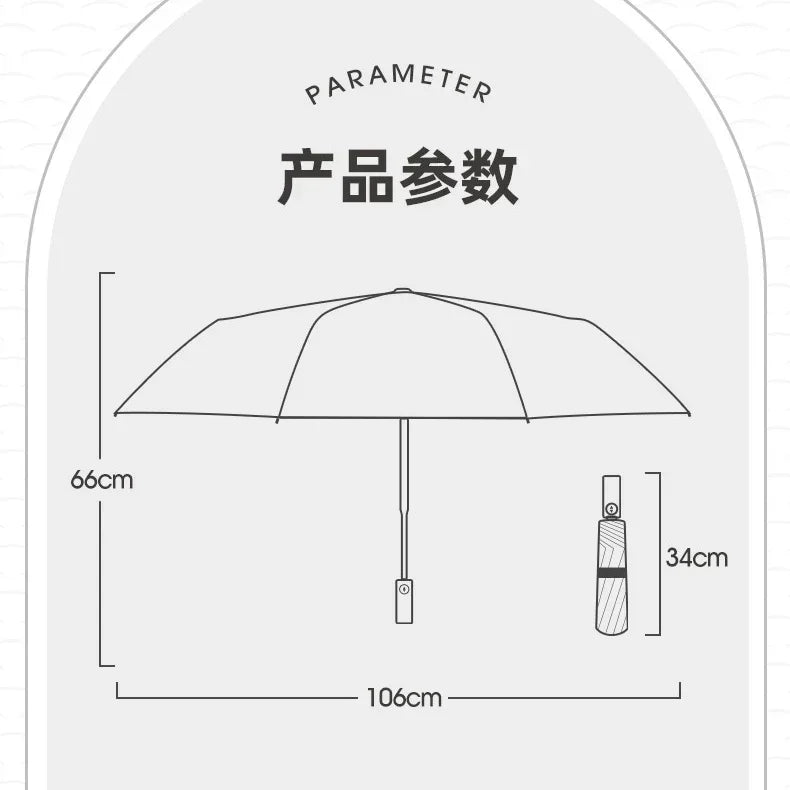 16K 16 Ribs 32 Bones Strong Windproof Automatic Sun Rain Folding Umbrella Vinyl Cover UV Protector Black Sunscreen for Women Men