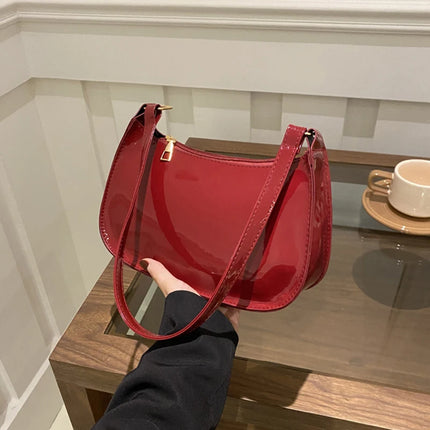 Women PU Leather Shoulder Bag Retro Solid Color Hobo Underarm Handbag Casual Designer