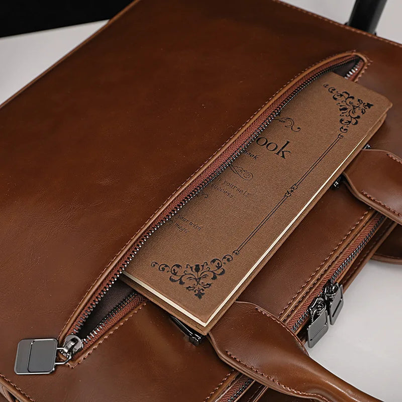 Men's Bag Luxury Business Office Laptop Bags PU Leather Men Briefcase Large Capacity Man Handbag Salesman WorkCrossbody Bag