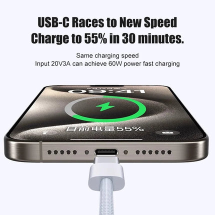 TurboBraided 60W USB C Cable for iPhone 17 16 15 Pro Max Air Plus Fast Charge Type C Data Cable