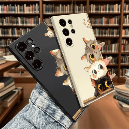 Samsung Galaxy phone case by OKEYWOW featuring watercolor cat and mouse design, shockproof TPU cover for S21, S20, S23, S24, S25 models.