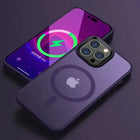 OKEYWOW iPhone MagSafe magnetic matte case with shockproof design for wireless charging on iPhone 11 to 15 Pro Max and Plus models.