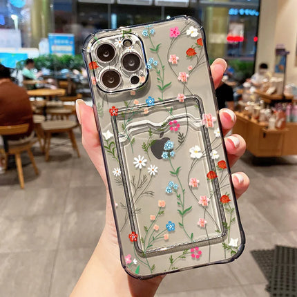 OKEYWOW iPhone flower wallet case with card holder for iPhone 11, 12, 13, 14, 15, 16 Pro Max, XR, XS, SE soft cover