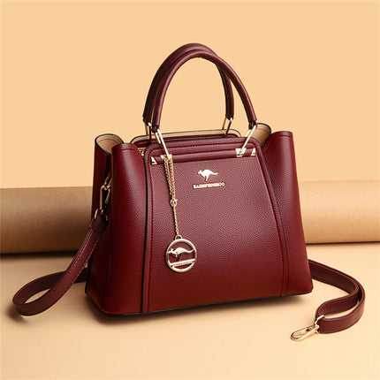 Women Leather Crossbody Bag 3-Layer Large Capacity Shoulder Tote Designer Messenger Bag