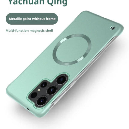 Samsung Ultra Thin Magnetic PC Shockproof Cooling Cover for S22/S23/S24/S25 Ultra Plus by OKEYWOW, shows sleek protective case with magnetic edges