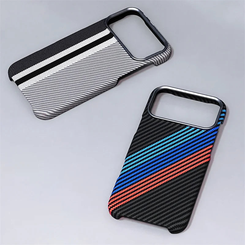 iPhone 14/15/16/17 Pro Max/Air Case Carbon Fiber Abstract Geometric for MagSafe Cover Camera Alloy Armor Military Shockproof