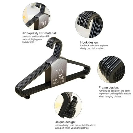 HomeNest 10pcs Plastic Clothes Hanger Non Slip Portable Closet Space Saver Rack
