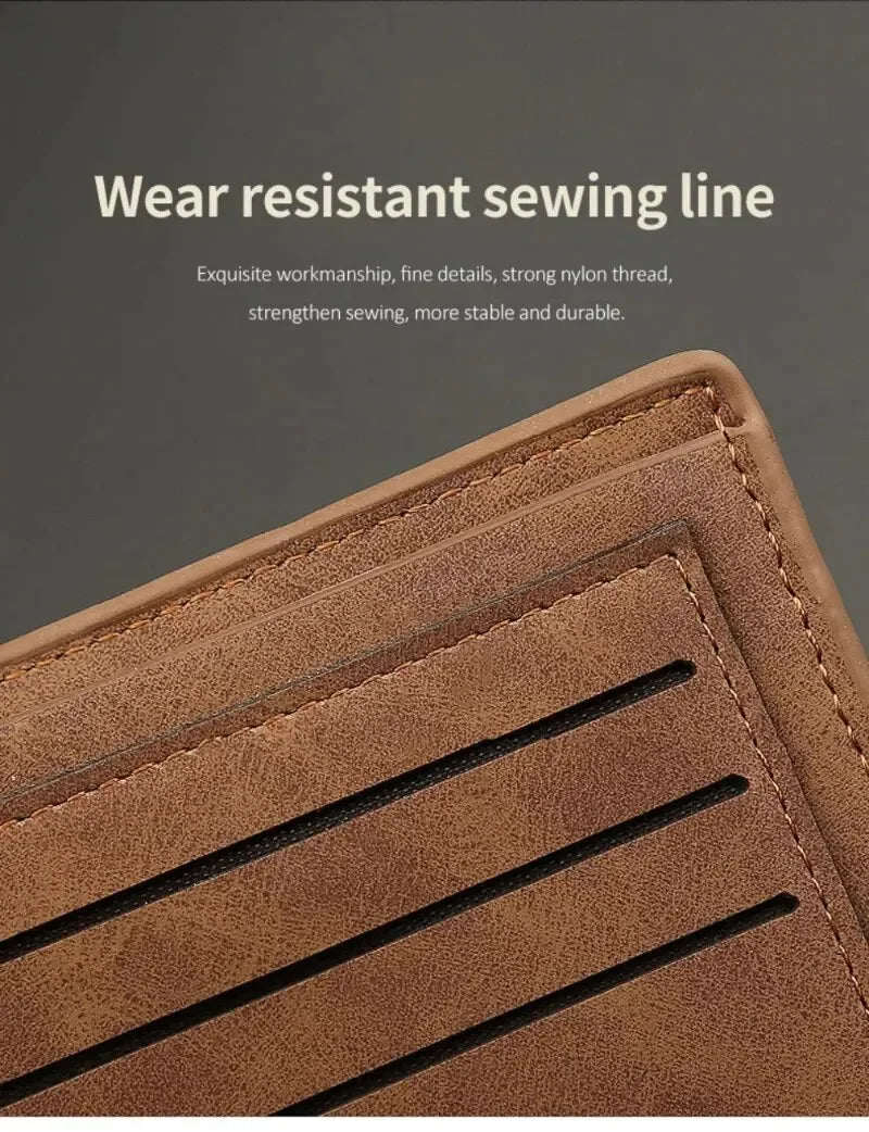 Men Short Wallet with Zipper Coin Pocket Fashion Soft Leather Men Horizontal Slim Money Purses Multifunctional Small Wallets