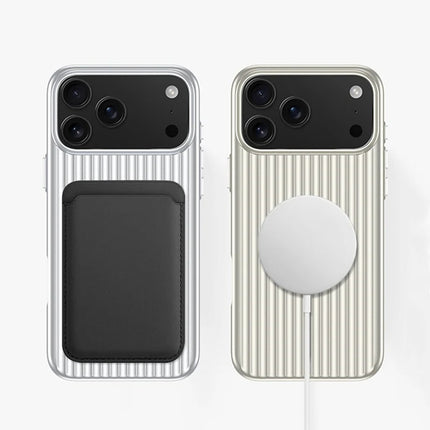 Stripe3D MagSafe Case for iPhone 17 Pro/16 Pro Max/15/14 Metallic Anti Stain PC Wireless Cover