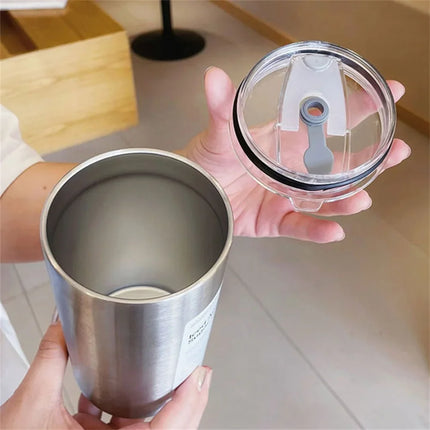 ThermoSip 600ml Stainless Steel Travel Mug Straw Leakproof Insulated Drink Bottle
