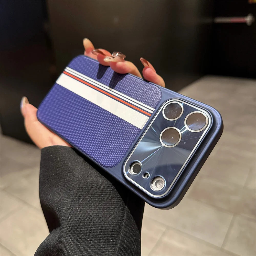 Luxury Colorful Striped Lattice Pattern Magnetic Phone Case For iPhone 17 16 15 14 13 Pro Max Air 16 Plus Anti-Slip Back Cover