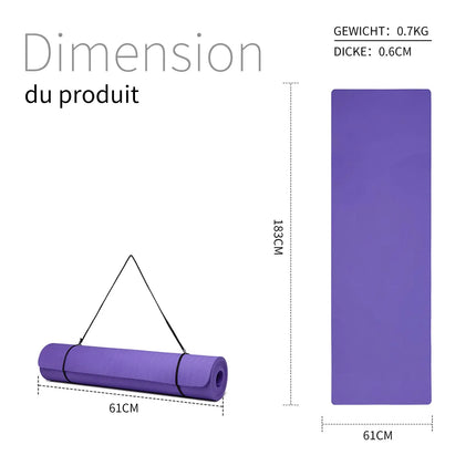 GoodNite Non Slip TPE Yoga Mat 183x61cm for Yoga Pilates Fitness with Strap