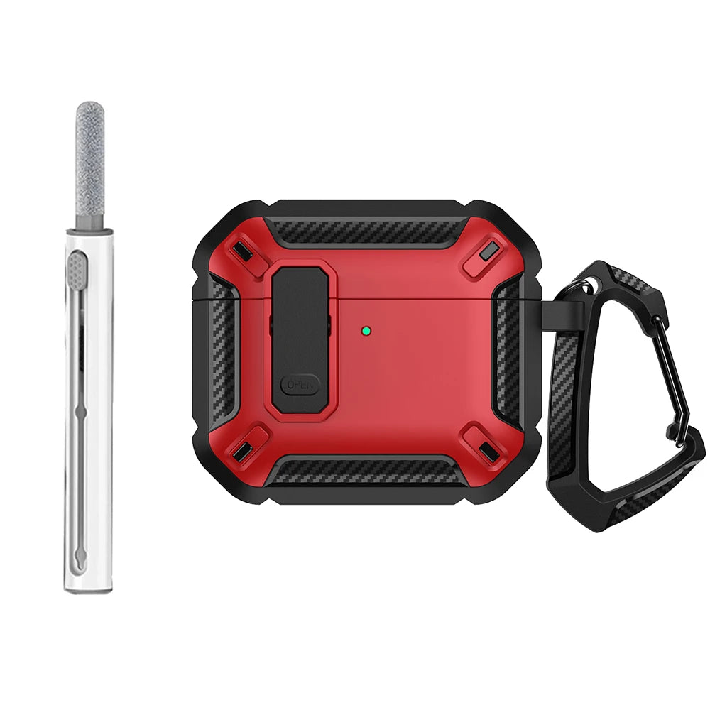 Security Lock Case for AirPods 4 – TPU+PC Protective Cover with Hook for 4th Gen