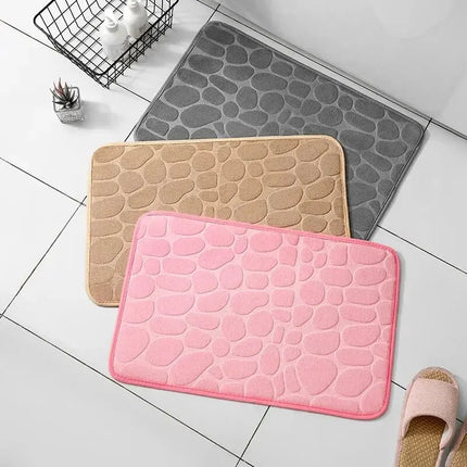 StoneWeave Embossed Fiber Anti Slip Mat Pebble Style Carpet Bathroom Living Room Floor Rug