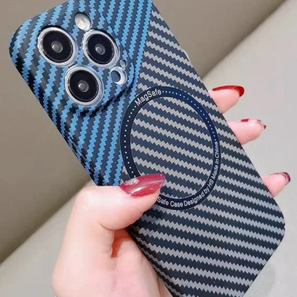 OKEYWOW iPhone carbon fiber case with ultra-thin design and hard back cover, offering camera protection for models 11 to 17.