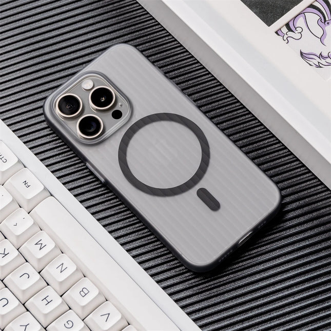 Corrugated Clear MagSafe Case for iPhone 17/16/15/14/13/12 Pro Max Matte Hard Cover