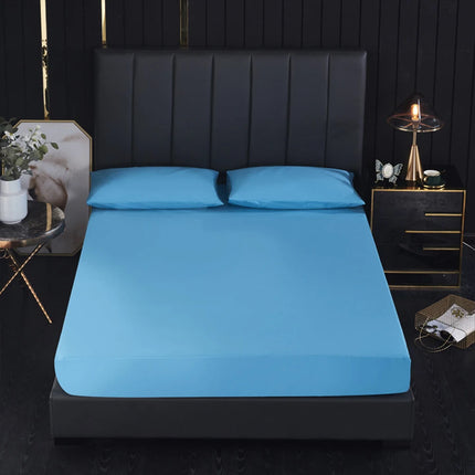 OKEYWOW waterproof fitted bed sheet in single size with elastic edges and anti-slip design, suitable for queen and king mattresses.