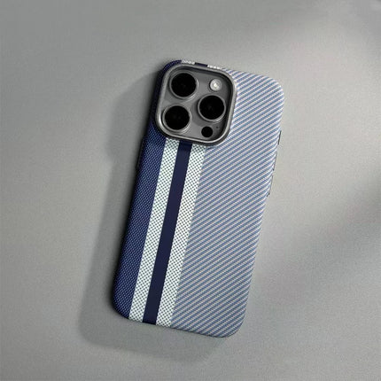 Colorful Kevlar MagSafe case for iPhone 11-17 Pro Max by OKEYWOW, featuring magnetic wireless charging compatibility and rugged design.