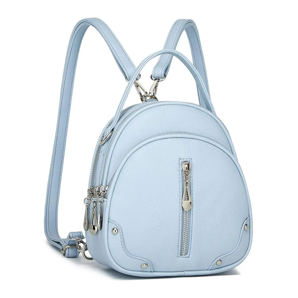 Miss Lulu Women's Waterproof Backpack - Lightweight PU Leather with 4 Zipper Pockets & Detachable Strap