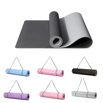 GoodNite Non Slip TPE Yoga Mat 183x61cm for Yoga Pilates Fitness with Strap