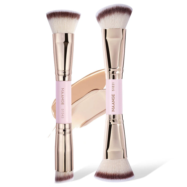 Velora Beauty 2pcs Foundation Brush Set Liquid Cream Powder Contour Blending Concealer Tool